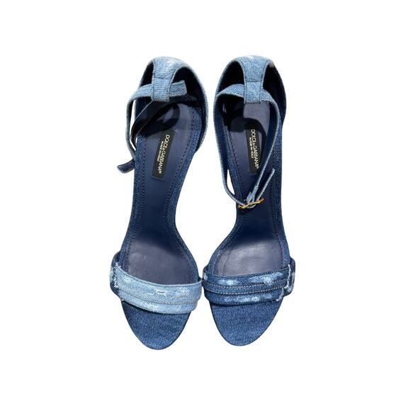 Dolce & Gabbana 105mm DG Heel Patchwork Denim Sandals – Size 39 EU - Picture 9 of 12